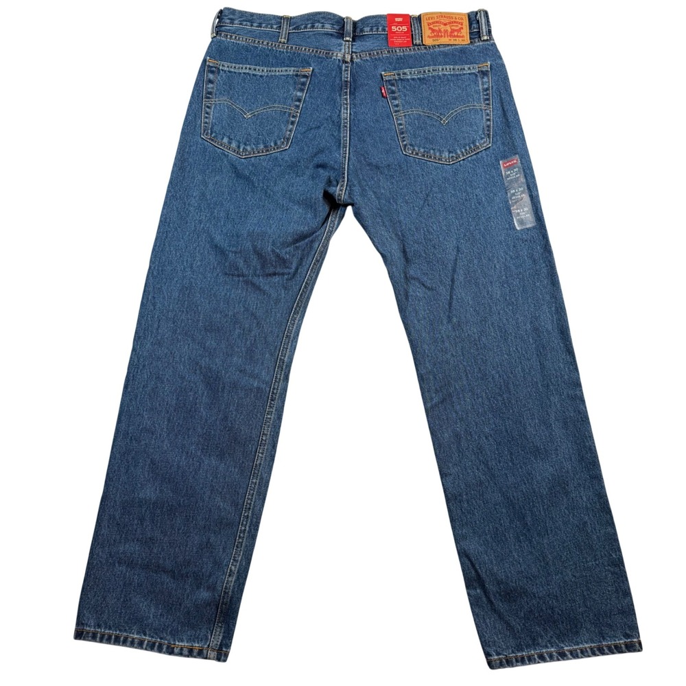 NEW Levis 505 Regular Fit Jeans Mens 38x30 Blue Straight Leg Denim - Picture 3 of 9